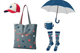 make cap, totebag, mug, pouch, umbrella, socks design