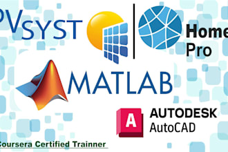 design solar pv in pvsyst,  simulink, homer, and autocad