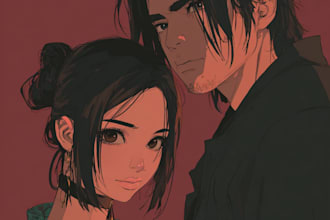do anime couple art portrait