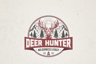 design unique outdoor, fishing, hunting and deer logo
