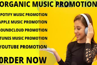 promote your music to real audiences on soundcloud, spotify and apple music
