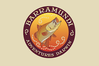 do a creative fishing, hunting, mountain, and climbing logo