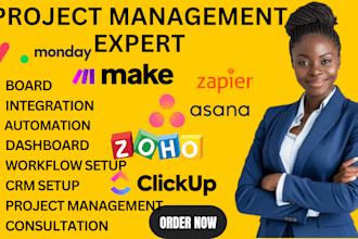 setup project management in asana, monday CRM pipedrive notion clickup asana