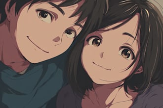 do anime couple art portrait