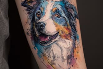 draw pet portrait in tattoo style like dog, cat and animals