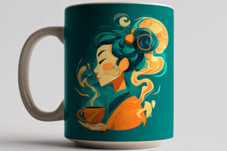 create trendy coffee mug design for your pod business