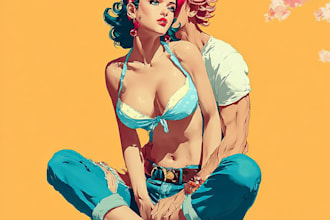 draw your pin up girl in a retro style or nsfw