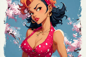 create an illustration of a pin up girl for you