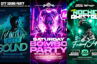 design electronic rave poster techno music cyberpunk party flyer event poster