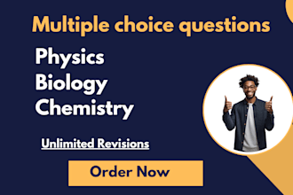 create physics biology mathematics and chemistry multiple choice questions