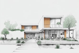 sketch landscape, house or building
