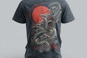 make japanese art streetwear t shirt design illustration