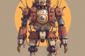 draw amazing character mecha robot illustration