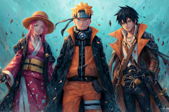 make beautiful oc, fanart of one piece, naruto, avatar, concept art, anime art