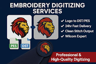 digitize your logo to dst, pes embroidery files
