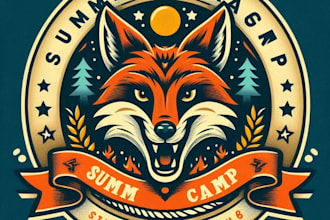 design high quality vintage summer camp logo with t shirt design