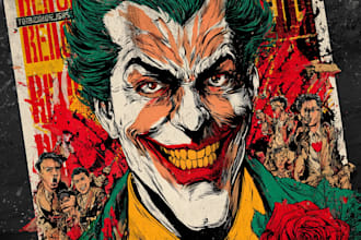 create distressed vintage retro comic art for tshirts, posters or books