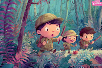 illustrate joyful storybook scenes with lovable characters