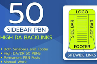 do 50 sidebar and footer homepage permanent HQ SEO backlinks