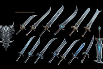 design custom 3d sword cosplay accessories 3d armor for games and 3d printing