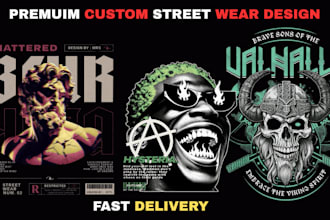 create custom luxury t shirt streetwear designs , grpahic t shirt etsy shop