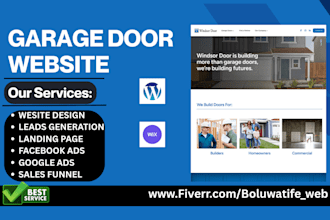 build garage door website, door repair website garage door service landing page