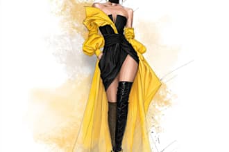 draw an fashion illustration, editorial, sketch