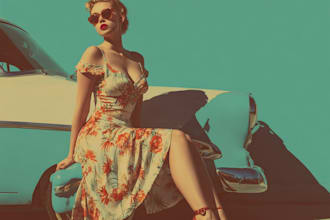 draw a pin up girl and pin up girl illustration
