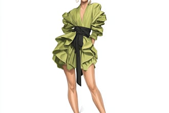 draw a professional fashion illustration  style for you