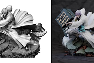 digitally design 3d characters anime,fantasy model 3d figurines,fanart stl print