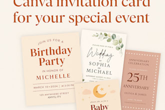 design a custom canva invitation card for your special event