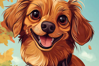 draw realistic pet portrait dog , cat ,digital oil paint