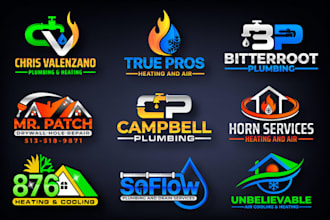 design heating hvac oil gas air conditioning and plumbing logo