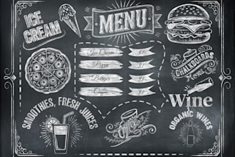 do chalkboard menu design for you only 1 hours