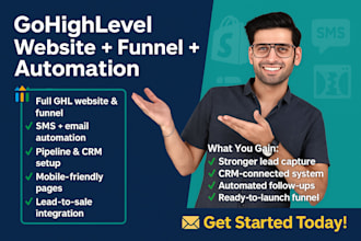 build gohighlevel sales funnel ghl landing page SMS email automations or website
