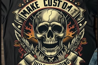 make custom skull t shirt bold wild camping vintage logo