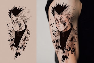 make custom anime manga tattoo design