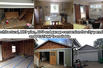 design adu garage conversion deck and shed plans with pe stamp for any US city