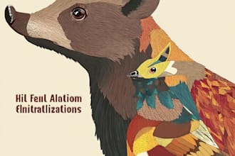create simple flat realistic vector animal illustrations