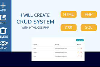 create a simple crud system with PHP, HTML, and CSS