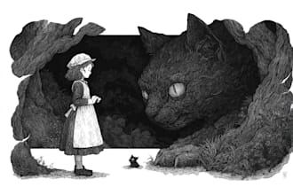 design captivating horror illustration in black and white