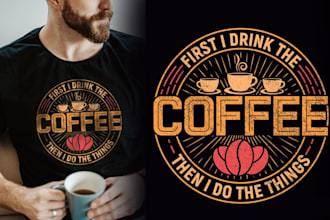 create vintage t shirt coffee shop logo