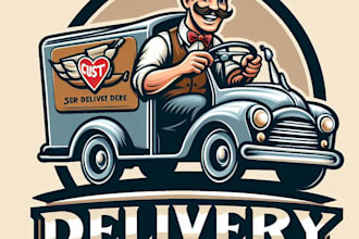 design high quality vintage delivery van logo with t shirt design