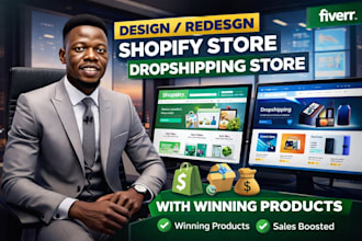 design, redesign shopify store, dropshipping store with winning products