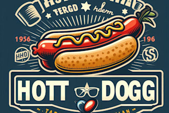 design high quality vintage hot dog logo with t shirt design