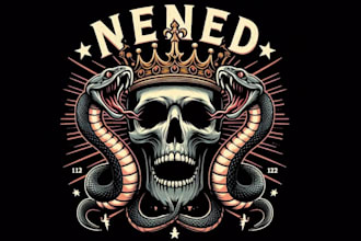 design custom skull crown snake t shirt logo