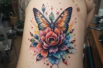 create your watercolor custom tattoo design and illustration