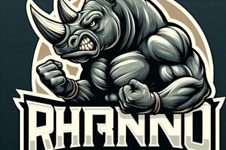 design high quality vintage angry rhino mascot logo with t shirt design