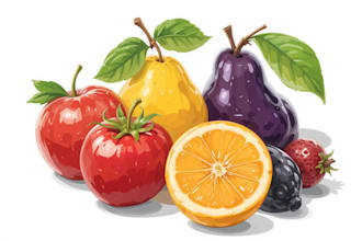 illustrate digitally realistic fruits or veggies