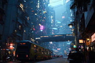 design an futuristic cyberpunk city for you